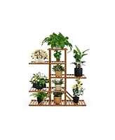 Sugift 5-tier 10 Potted Bamboo Plant Stand