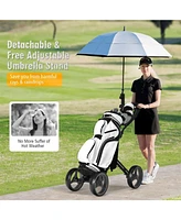 4 Wheel Golf Push Cart with Brake Scoreboard Adjustable Handle