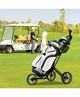 3 Wheel Folding Golf Push Cart with Brake Scoreboard Adjustable Handle