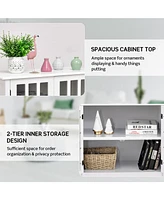Glass Door Sideboard Console Storage Buffet Cabinet