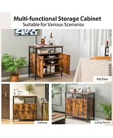 2-Door Buffet Cabinet with Shelves and Cable Management Holes