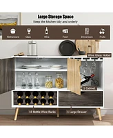 Sugift Wine Storage Mid-Century Buffet Sideboard Wooden Storage Cabinet