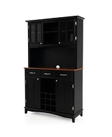 Sugift Kitchen Storage Cabinet Cupboard with Wine Rack and Drawers