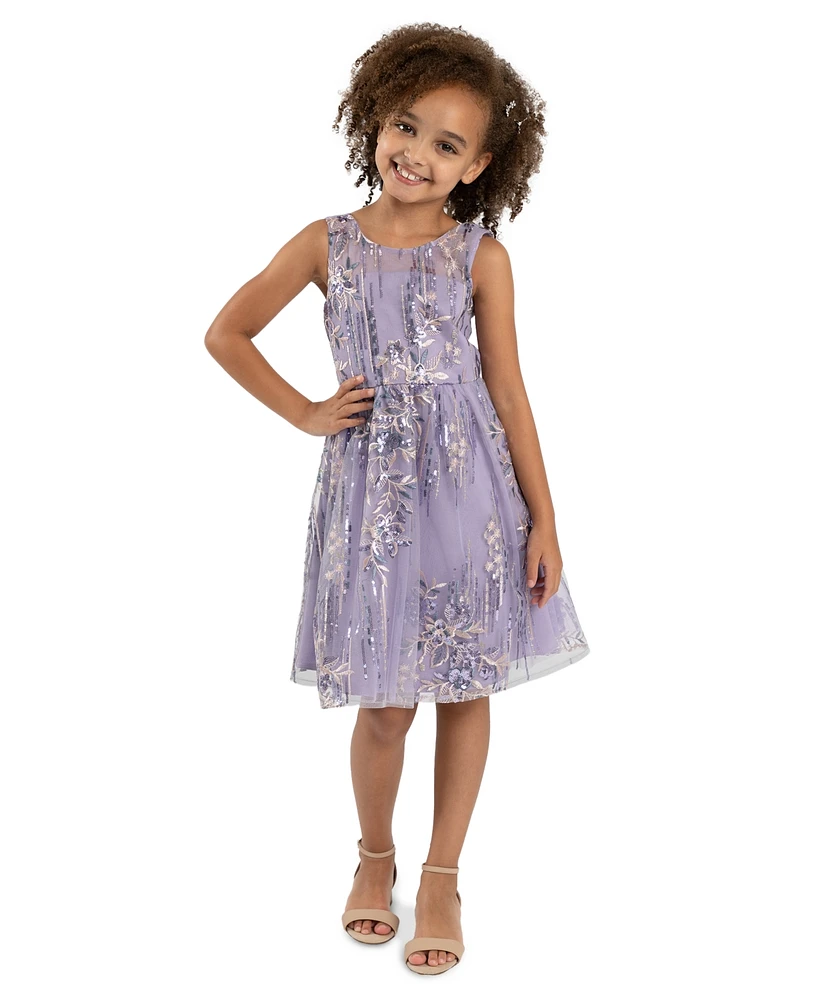 Rare Editions Toddler & Little Girls Illusion Sequin Mesh Party Dress