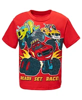 Blaze and the Monster Machines Toddler Boys Stripes Zeg T-Shirt Tank Top & Bike Shorts French Terry 3 Pcs Set to