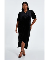 Quiz Women's Velvet Wrap Midi Dress