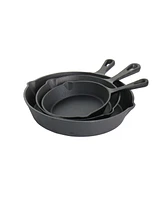 Megachef Pre-Seasoned 3 Piece Cast Iron Skillet Set