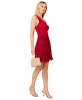 Adrianna by Papell Women's Asymmetric Fringed Sleeveless Sheath Dress