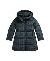 Polo Ralph Lauren Big Girls Plaid Down Hooded Long Jacket