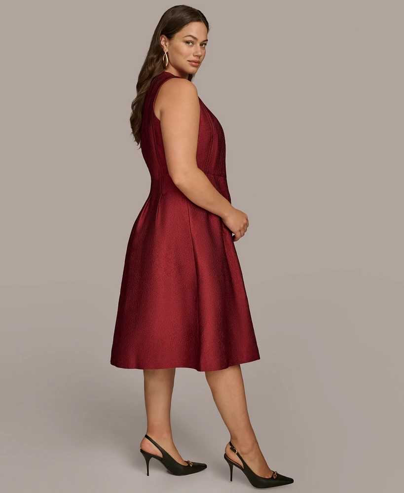 Donna Karan New York Plus Jacquard Fit & Flare Dress