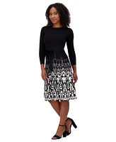 Jessica Howard Petite Printed Fit & Flare Sweater Dress