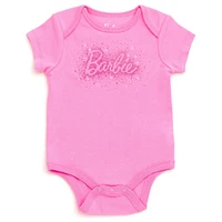 Barbie Baby Girls 3 Pack Bodysuits Newborn to (Newborn - 24 Months)