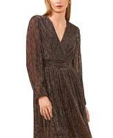 Msk Petite Metallic Surplice-Neck Midi Dress