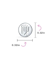 Bling Jewelry Tiny Simple Round Astrology Virgo Horoscope Zodiac Stud Earrings Sterling Silver