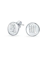 Bling Jewelry Tiny Simple Round Astrology Scorpio Horoscope Zodiac Stud Earrings Sterling Silver