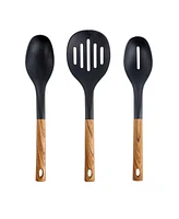 MegaChef Black Nylon Cooking Utensils with Wood Design, Set of 7
