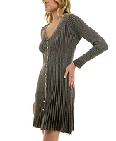 Taylor Petite Metallic Fit & Flare Sweater Dress