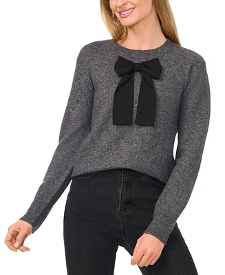 CeCe Women's Bow-Trim Crewneck Sweater