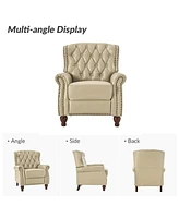 Justine Wooden Upholstery Genuine Leather Recliner with Tufted Back