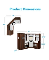 Best Choice Products Pretend Play Corner Kitchen, Ultimate Wooden Toy Set for Kids w/ 6 Accessories