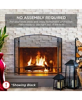 Best Choice Products 47.5x27.25in 3-Panel Steel Mesh Fireplace Screen, Spark Guard w/ Rustic Worn Finish