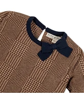 Hope & Henry Little Girls Organic Long Sleeve Bow Detail Intarsia Sweater Dress