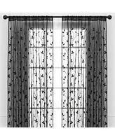 Chanasya Premium Embroidered Vine Curtains - Sheer for Living Room, Bedroom, Kitchen 52" x 63" White, 2 Panels