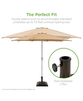 Best Choice Products 26lb Heavy-Duty Steel Square Patio Umbrella Base Stand w/ Decorative Basketweave Pattern - Bronze