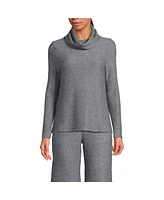 Lands' End Women's Cable Ottoman Relaxed Long Sleeve Cowl Neck Top