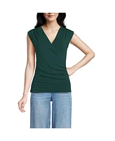 Lands' End Women's Lightweight Jersey Wrap Front Top