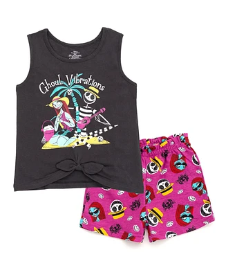 Disney Princess Moana Belle Minnie Mouse Nightmare Before Christmas Tank Top and French Terry Shorts Toddler to Big Kid