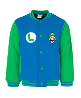 Super Mario Boys Nintendo Luigi Varsity Bomber Jacket to