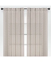 Chanasya Premium 2-Panel Diamond Textured Semi Sheer Curtain Panels - 3-in-1 Back Tab, Rod Pocket