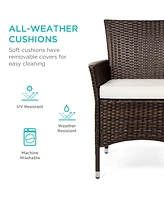 Best Choice Products 5-Piece Indoor Outdoor Wicker Patio Dining Table Furniture Set w/ Umbrella Cutout, 4 Chairs
