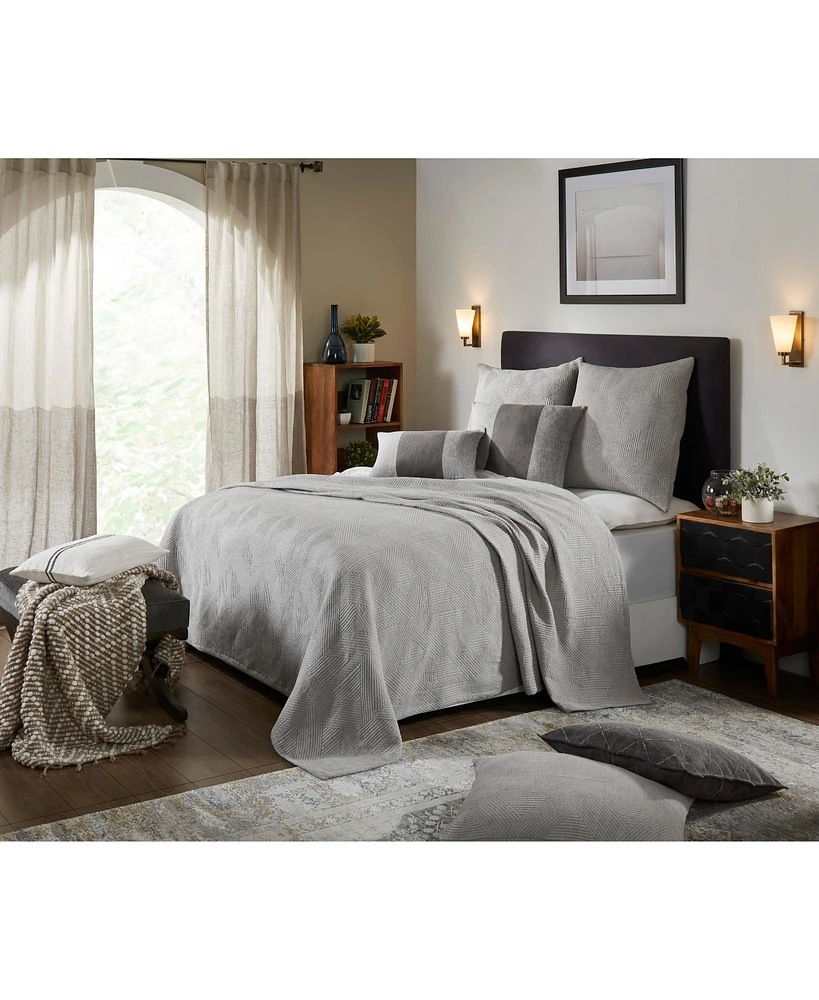 Ihi Home Park Cotton Coverlet, Queen, Grey