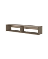 Fm Furniture Central Floating media rack in melamine with two shelves,white oak