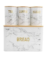 Megachef Kitchen Food Storage and Organization 4 Piece Iron Canister Set in Marble