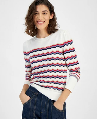 Tommy Hilfiger Women's Scallop Stripe Cotton Sweater