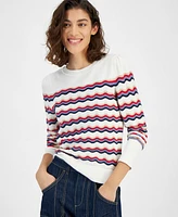 Tommy Hilfiger Women's Scallop Stripe Cotton Sweater