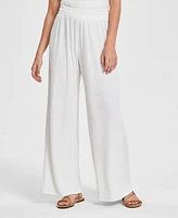 Bar Iii Women's Pull-On Textured Wide-Leg Pants, Exclusively at Macy's