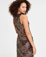 Bar Iii Women's Sequin High-Neck Sleeveless Top, Created for Macy's