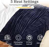 Caromio Queen Size Flannel Sherpa Electric Heated Throw Blanket with Dual Control, 84" x 90"