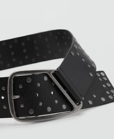 Mango Women's Stud Leather Belt