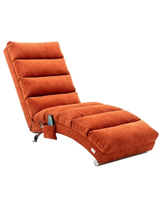Mondawe Orange Recliners Chair Indoor with Remote Control,Ergonomic Electric Massage Long Lounger
