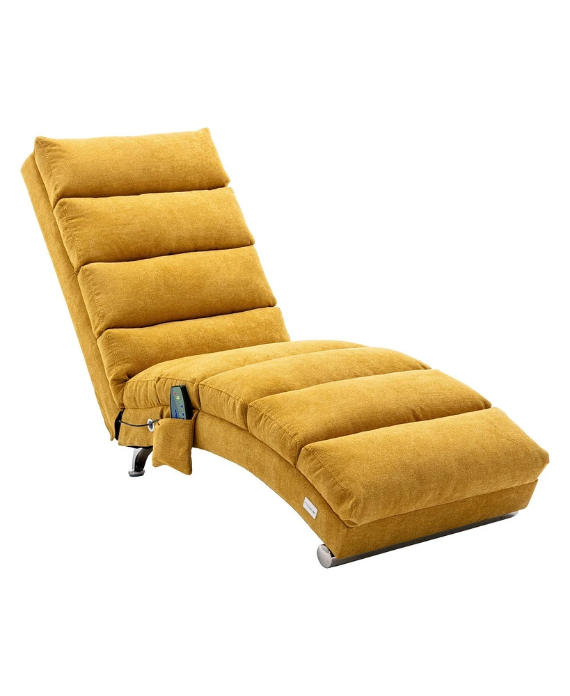 Mondawe Orange Recliners Chair Indoor with Remote Control,Ergonomic Electric Massage Long Lounger