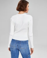 And Now This Women's Shrug Rib-Knit Long-Sleeve Sweater, Created for Macy's