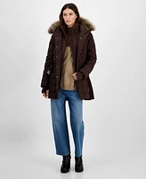 Michael Michael Kors Women's Belted Bibbed Hooded Puffer Coat