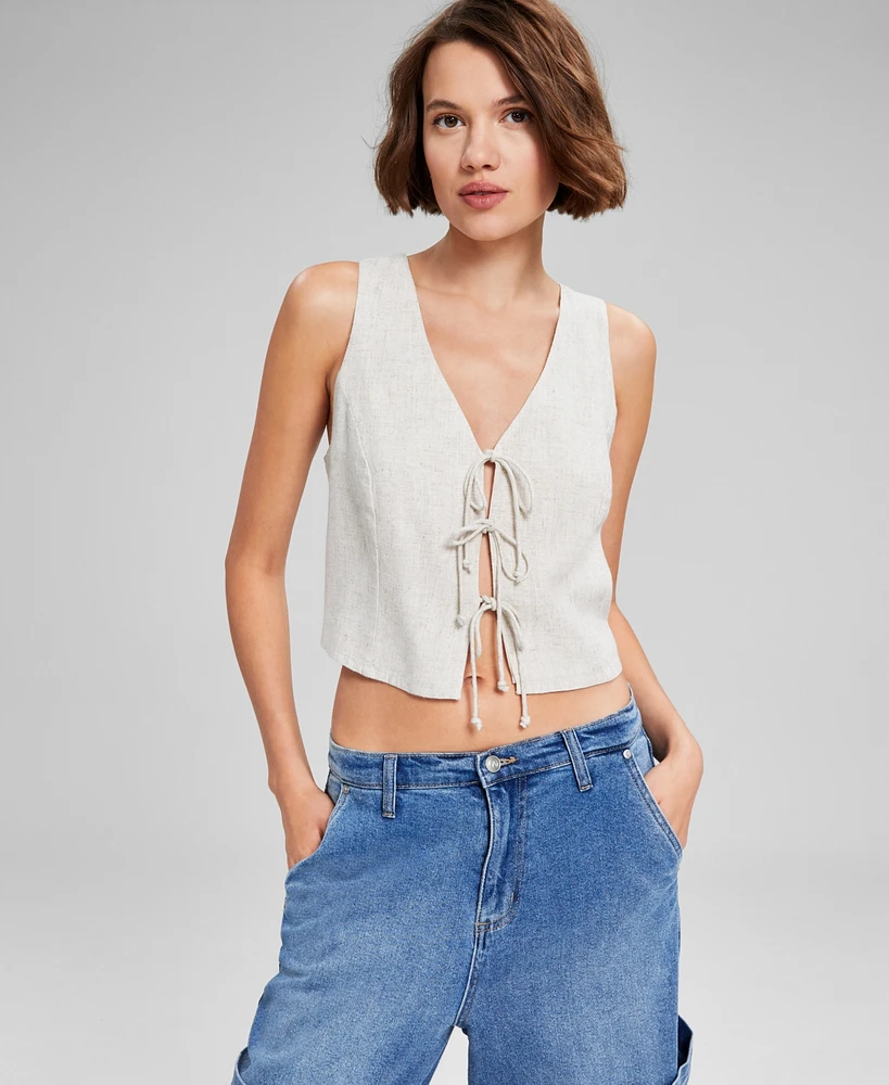 And Now This Women's V-Neck Tie-Front Sleeveless Top, Created for Macy's