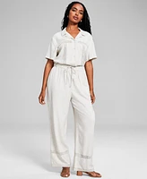 And Now This Women's Crochet-Lace-Trim Drawstring-Waist Pants, Created for Macy's