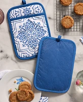 Martha Stewart Living Strie Medallion Cotton Potholder, Set of 2